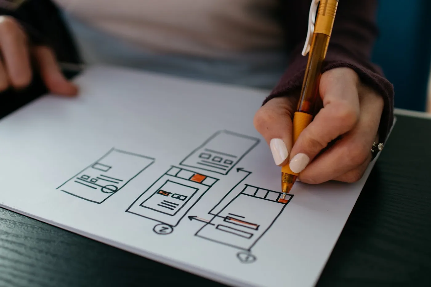 UX wireframe sketching for Waku Navi